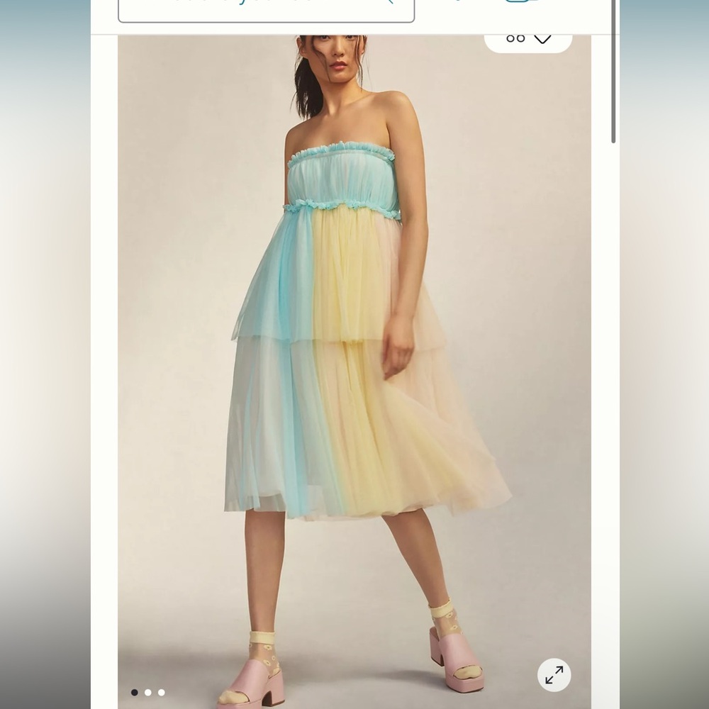 Pernille Rosenkilde Strapless Colorblock Tulle Dress